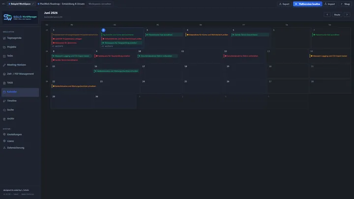 Screenshot: Kalender