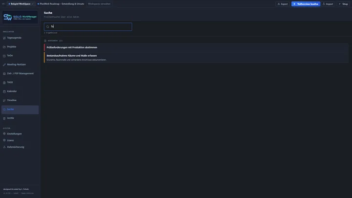 Screenshot: Suche